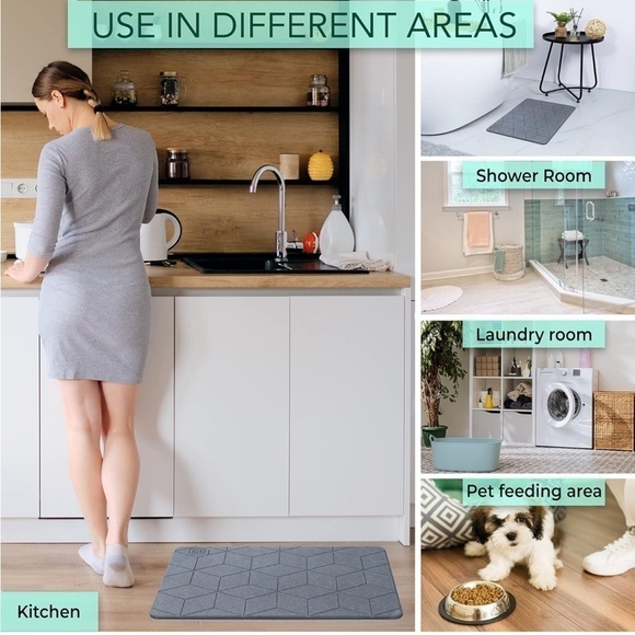 Brand New Stone Bath Mat Diatomaceous Earth Modern Sustainable Non-Slip Gray - Picture 13 of 13